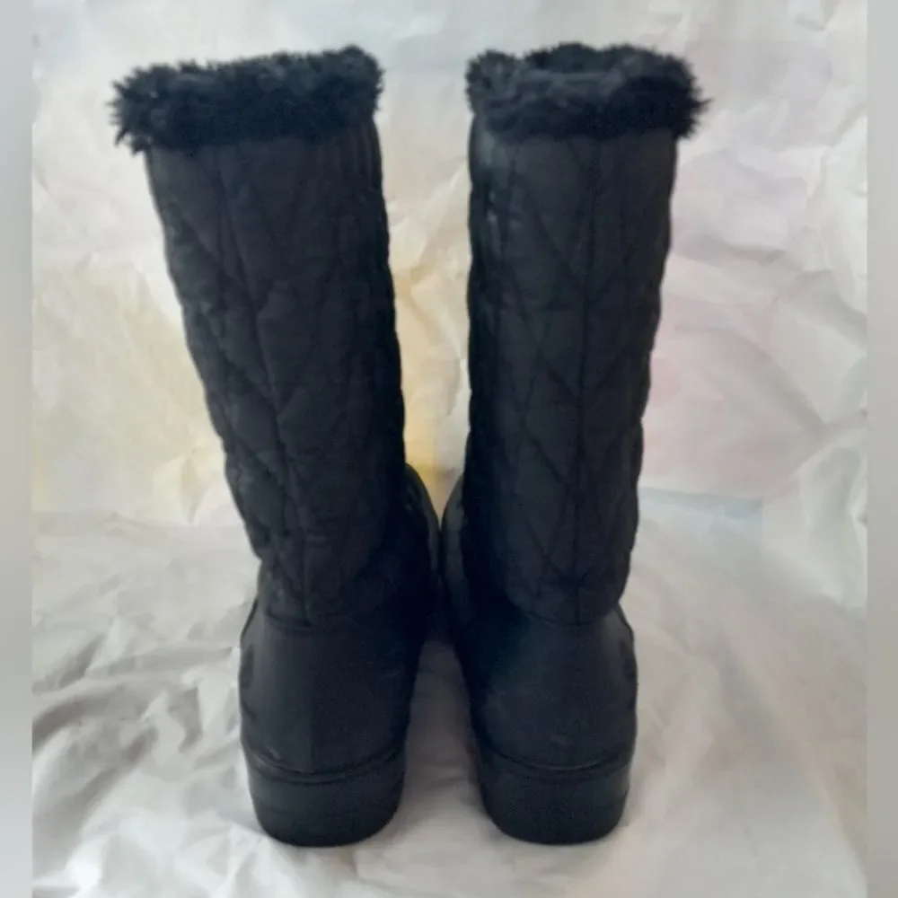 Weatherproof Women's Quilted Black Boots Faux Fur Size 9M